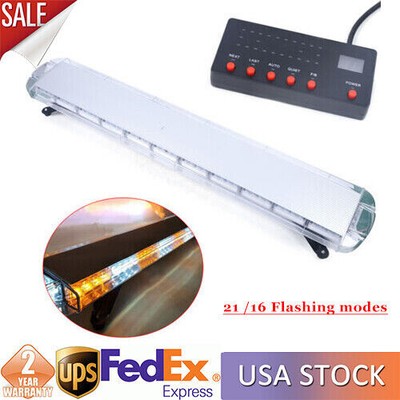 51'' 96 Strobe Light Bar Emergency Beacon Warn Tow Truck Response Amber White LED