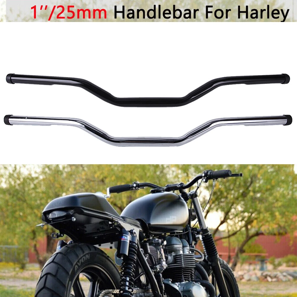 Manillar de barra de arrastre de 1" para motocicleta Harley Sportster 883 1200 XL Bobber personalizado Foto 2 de 4