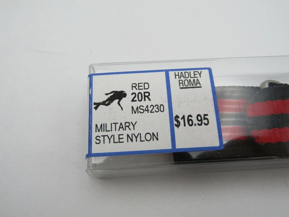 CORREA RELOJ DE BUCEO HADLEY ROMA ESTILO MILITAR MS NYLON ROJA 20R MS4230 wb9 Foto 2 de 3