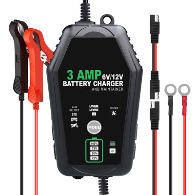 12V Battery Charger 3-Amp Automatic Smart Battery Maintainer, Trickle Charger US