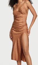 Victorias Secret Icon Satin Midi Slip Nightdress Gold Extra Large Color 4YQY