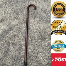 Quality 92cm Wooden Cane Wood Walking Stick Non-slip Crook Handle,Brown,AU Stock