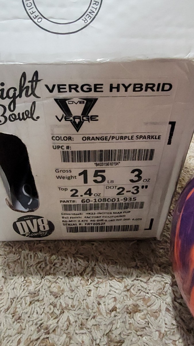 DV8 Verge Hybrid Bowling Ball 1st Quality | 15 Pounds | 2-3