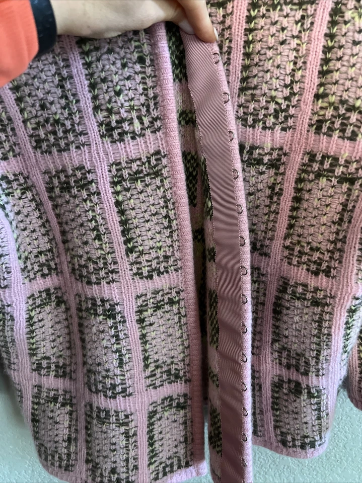 Matilde Women Cashmere Knit Cardigan Sz US 8 IT 44 Pink Grey yellow knit 3/4 - Image 4 of 4