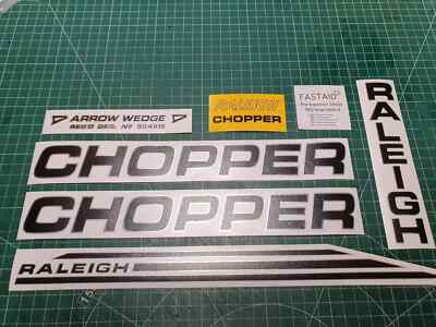 RALEIGH CHOPPER MK 2 DECAL SET -  BLACK ON CHROME- CHOPPER STICKERS
