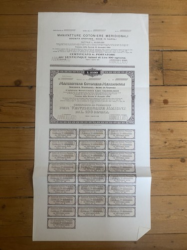 25 x MANUFACTURE COTONIERE MERIDIONALI ( NAPOLI ITALIE) 1919 (H2) - 第 1/1 張圖片