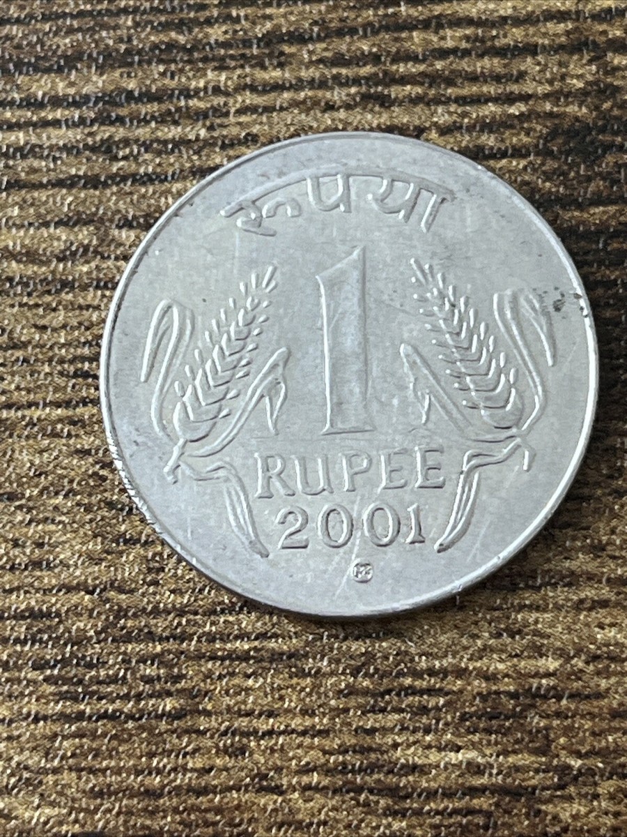 2001 India 1 Rupee Stainless Steel Actual Coin TK6841*