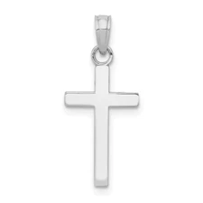 14k White Gold Polished Cross Pendant for Women