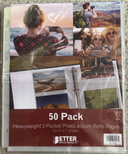 50 2-Pocket 5x10 Photo Pages Acid Free Archival Quality 3-Ring Binder