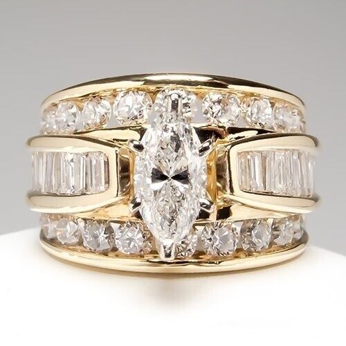 Magnifiques bagues femmes en or jaune 14 carats zircone cubique bracelet de mariage bijoux chauds - Photo 1 sur 12