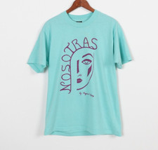 Vintage 80s Nosotras Single Stitch Art T shirt Size Medium Made in USA Teal