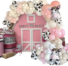 136 pcs Pink Cow Balloons Arch Kit Party Decorations