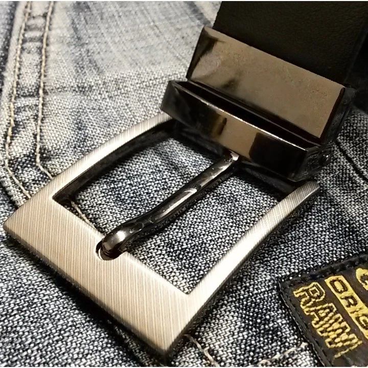 Mens New Leather Reversible Belts Metal Buckles - Black / Brown - Sizes 26-58"  - Image 3 of 4