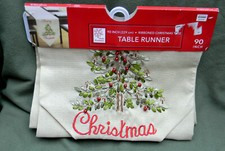 14" x 90" TABLE RUNNER CHRISTMAS RIBBONED CHRISTAMS TREE Winter Wonderland NEW