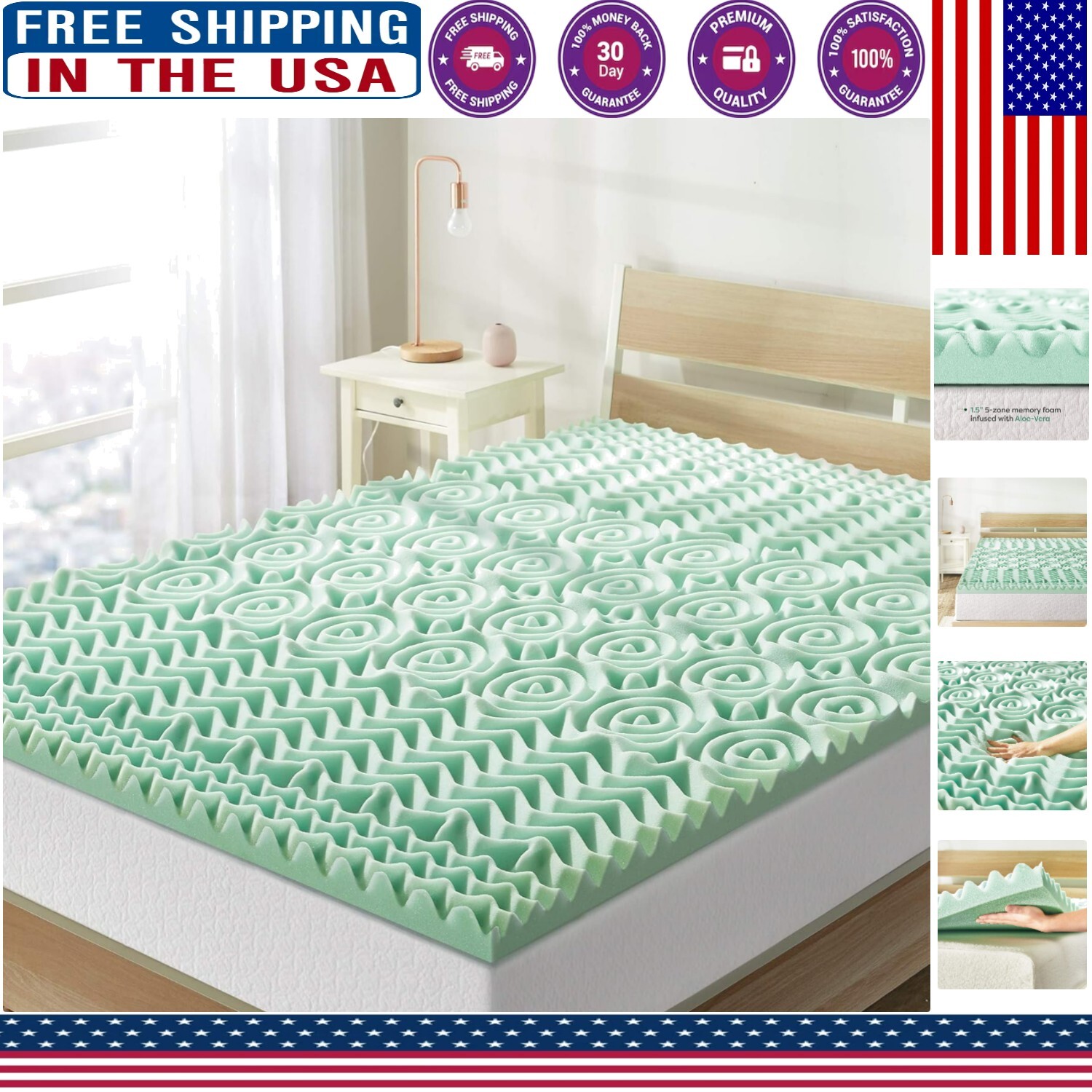 Aloe Infused 1.5 Inch Memory Foam Twin XL Mattress Topper for Ultimate Comfort