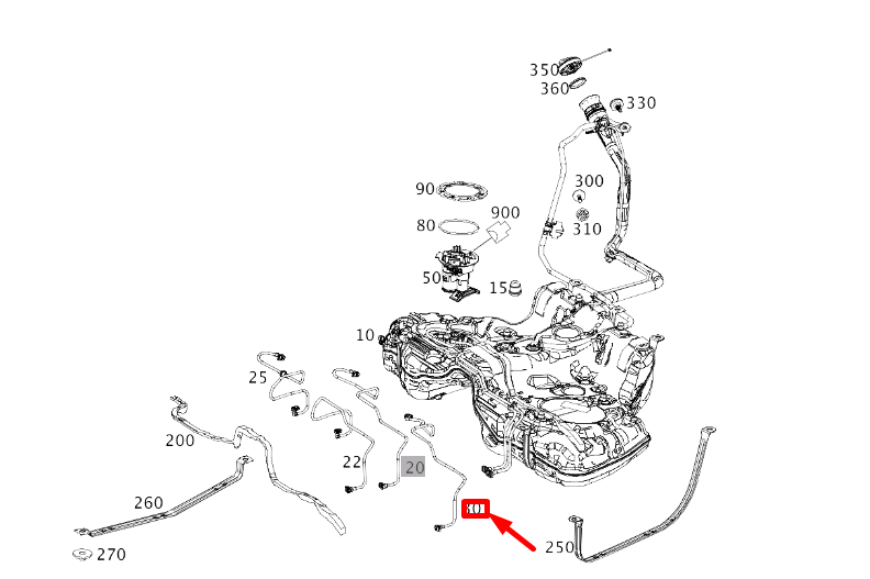 CONDUITE DE RETOUR DE CARBURANT D'ORIGINE MERCEDES-BENZ S W222 A2224701764