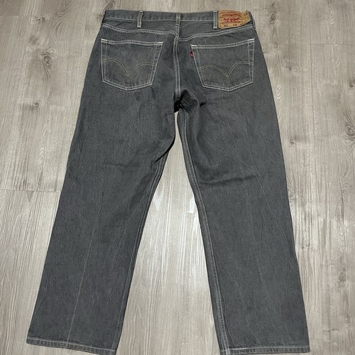 Levis 501XX Jeans Mens 40x30(Actual 37x28) Gray Black Denim Button Fly Straight - Picture 2 of 15