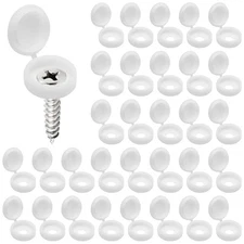50 PCS White Plastic Hinged Screw Cover Caps for Covering White-A 