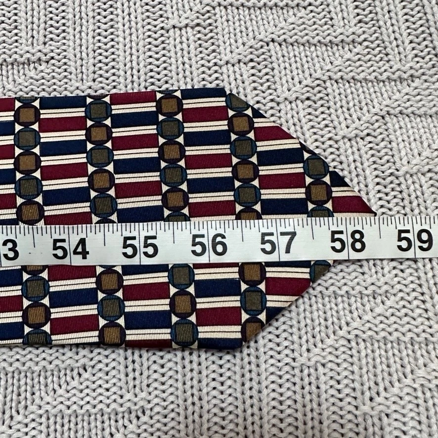 Vintage Albert Nipon red bar print silk tie - Image 4 of 4