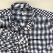 Peter Millar Mens Blue Gingham Performance Button Down Shirt XL MS24W06LTB