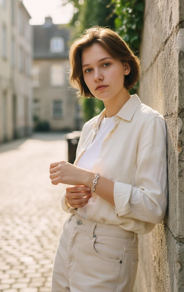 Pequeña pulsera MIA Fiore Italia Dyadema plata esterlina marinero eslabón hinchado nueva Foto 4 de 4