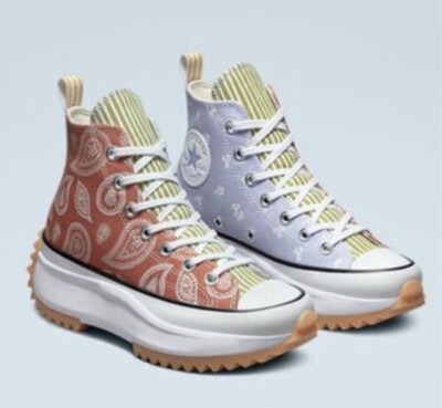 Converse Run Star Hike Bandana Patchwork Chuck Taylor Hightop Platform Size 8.5