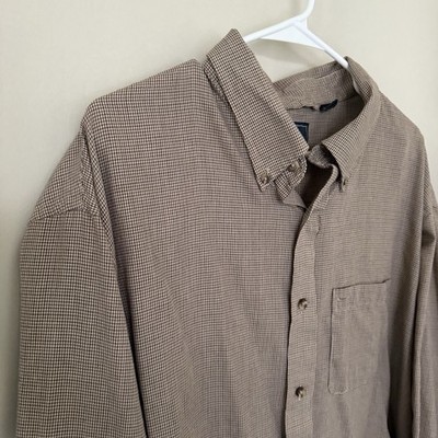 Arrow Men's XXL Brown Plaid Long Sleeve Button Down Shirt Top