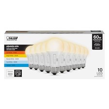 A19 LED Light Bulb, 60W Replacement, Dimmable, 10 Count Pack of 1 DIMMABLE