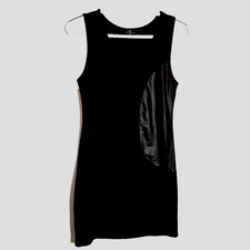 David Lerner Dress Women's Large Black Bodycon Faux Leather Side Sleeveless Tank