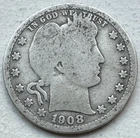 1908 P Barber Head Silver Quarter-INV#9046