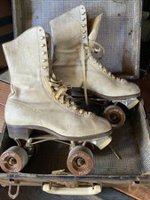 Roller Skates Vintage 1948 Hyde Silver Cup Fomac Wheels size 7.5. With Case 