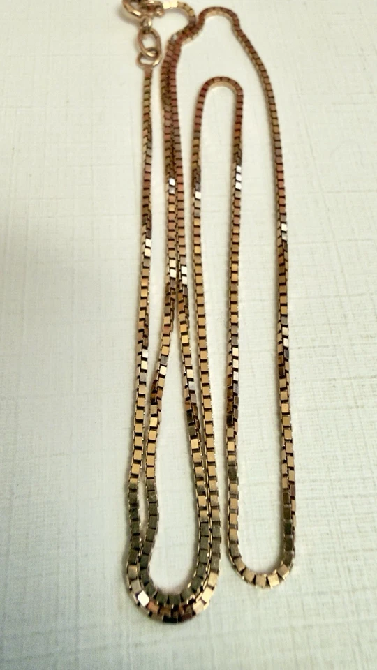Elegante Cadena Caja Oro Rosa 14k 585 -Vintage Europa del Este - 18" -45,7 cm -#2042 Foto 4 de 4