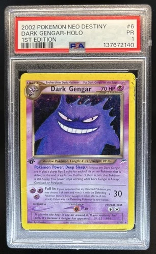 2002 Pokemon Neo Destiny 1st Edition Dark Gengar Holo #6/105 PSA 1