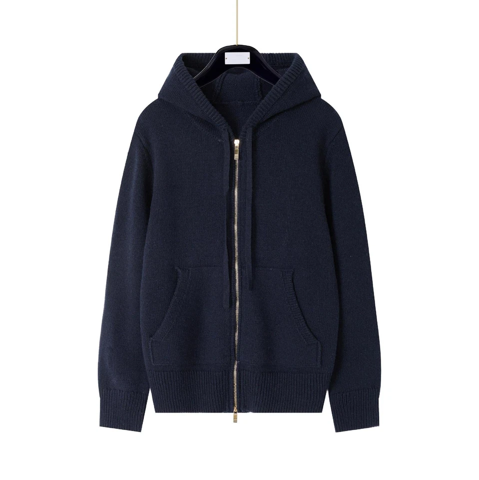 Thom Browne Hombres/Mujeres Otoño Invierno Nueva Lana Bordada Informal Cremallera Sudadera con Capucha Foto 2 de 4