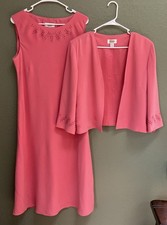 Talbots Size 16 Coral Silk 2 Piece Suit Dress...