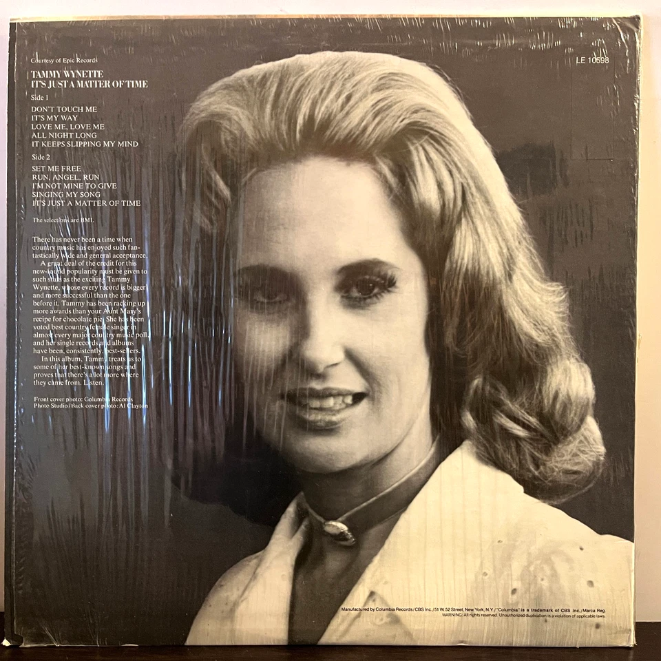 TAMMY WYNETTE - It's Just A Matter Of Time (1971) - 12" Vinyl Record LP - EX Foto 2 de 3