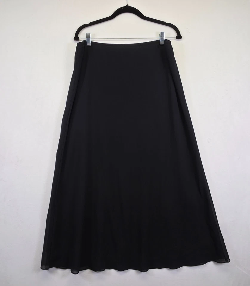 JBS макси юбка женщин L черный шифоновое наложение вневременной минималистский классический Flowy - Изображение 2 из 4