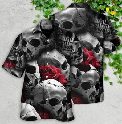 Skull Death Love Rose Hawaiian Shirt All Over Print Father Day Gift
