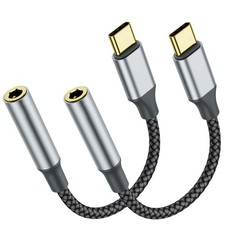 USB C to 3.5mm Headphone Jack Adapter Type C Aux Audio Converter Black Plug Set