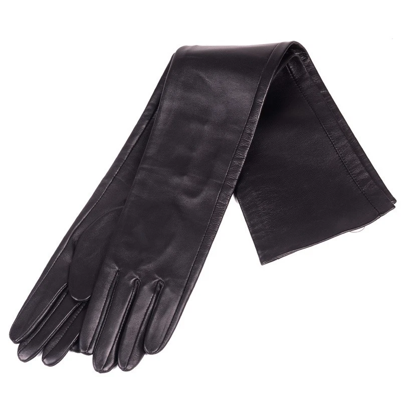 Guantes de cuero de oveja real para mujer 60 cm/23,6", guantes de noche de ópera de conducción larga Foto 2 de 3