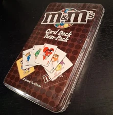 M & M's 2008 Card Deck Twin-Pack-2 Custom Playing Card Decksin Tin-New !