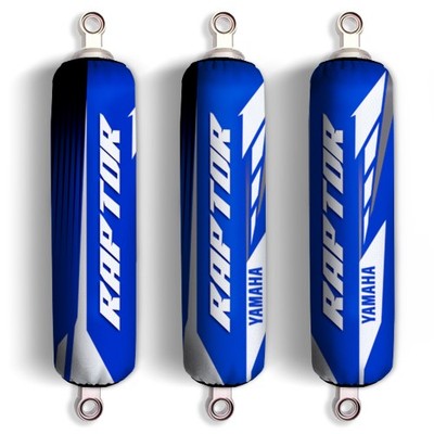 Blue White Shock Covers Yamaha Raptor YFM 250 350 660R ATV Set of 3 Front Rear