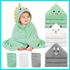 12 PCS Hooded Baby Towel Set, 32x32 Inch Absorbent Baby Bath Towels, 3 PCS So...