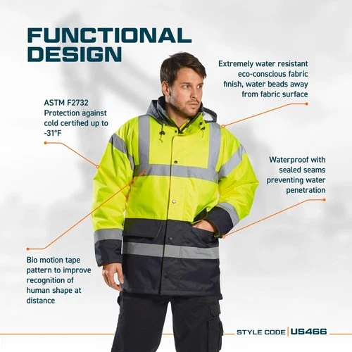 Hi-Vis Contrast Traffic Jacket Viz Insulated Safety Visability Work Wear Rain... image 3