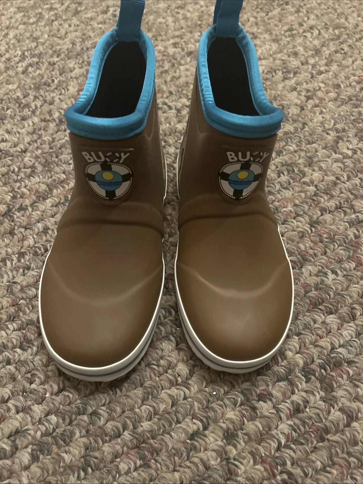 Buoy Brown Cheetah Ankle Boating/Fishing Rubber Boots Youth Size 2