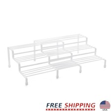 3 Tier Expandable Spice Rack Steel Kitchen Organizer Non-slip Storage White
