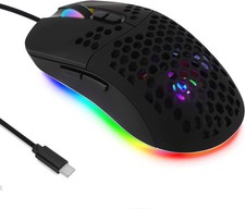 USB C Mouse Lightweight Gaming Type C 7200 DPI Wired MacBook Pro PC Black.