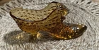 Vintage Fenton Art Glass Amber Brown Hobnail Cat Head Shoe Glass Slipper