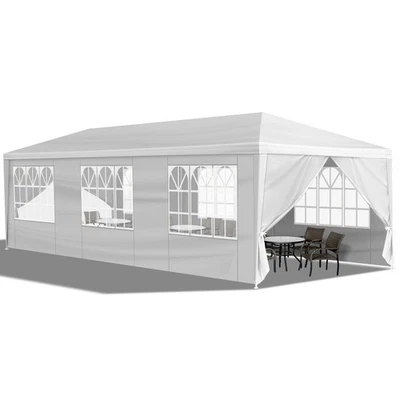 OUTVITA 10'x30' Party Canopy Tent Outdoor Waterproof Tent 8 Removable Walls 8 White US