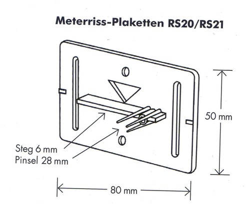Meterriss-Plakette mit Pinsel RS21 rot selbstklebend Sicherung Putzarbeiten - Bild 2 von 5